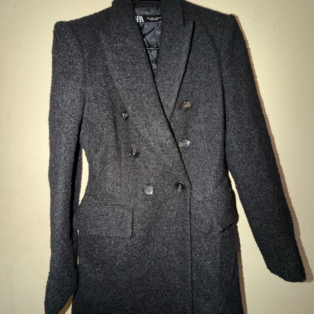 Zara Women's Black Double-Breasted Blazer
